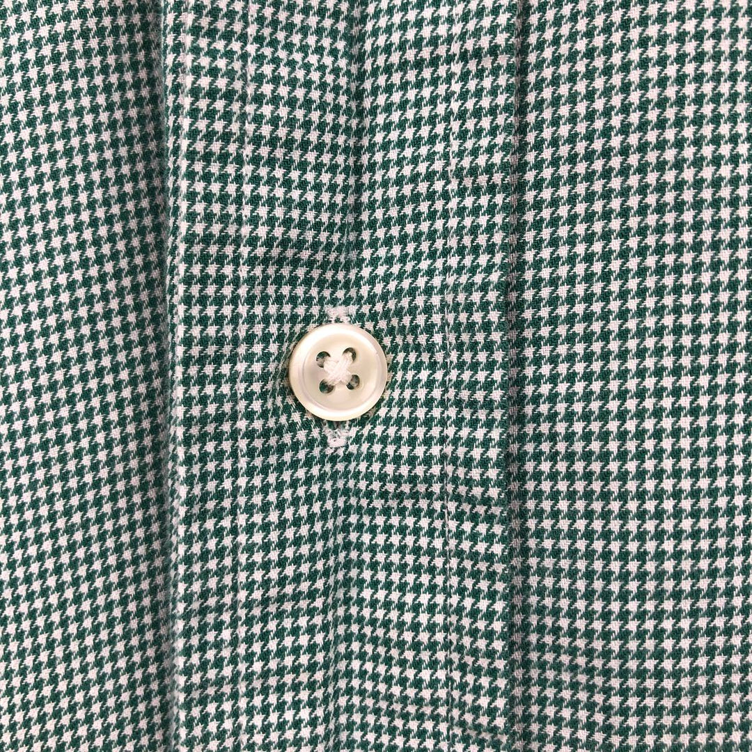 Ralph Lauren BLAKE Houndstooth Pattern Long Sleeve Button-Down Check Shirt, Men's Size XL cotton green type Vintage Second Hand