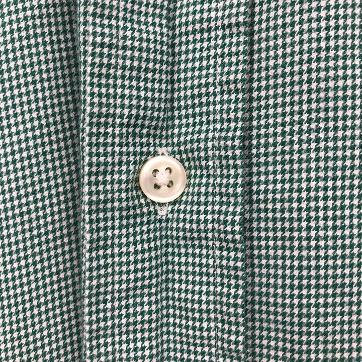 Ralph Lauren BLAKE Houndstooth Pattern Long Sleeve Button-Down Check Shirt, Men's Size XL cotton green type Vintage Second Hand
