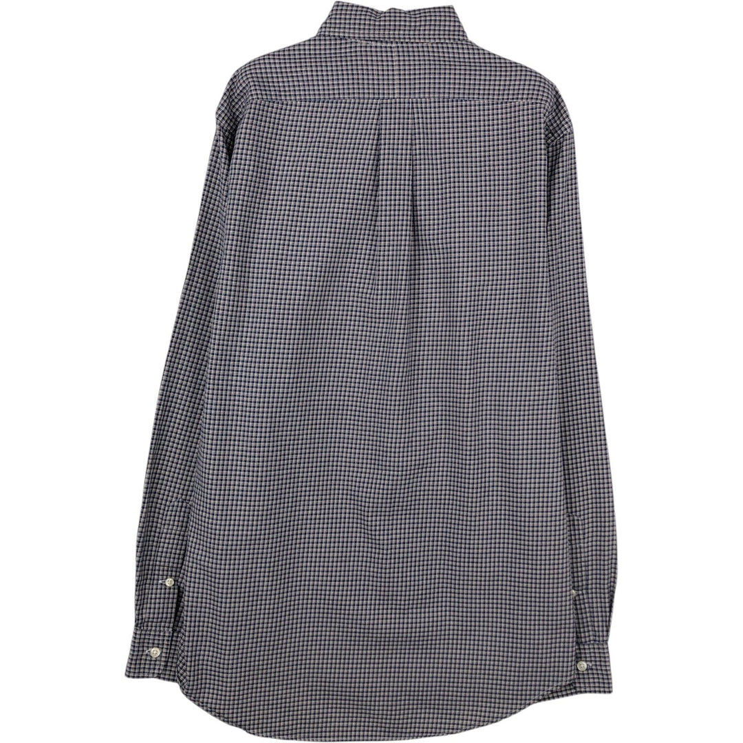 Ralph Lauren CUSTOM FIT Check Pattern Long-Sleeve Button-Down Check Shirt, Men's Size M (approx.) cotton navy blue type Vintage Second Hand