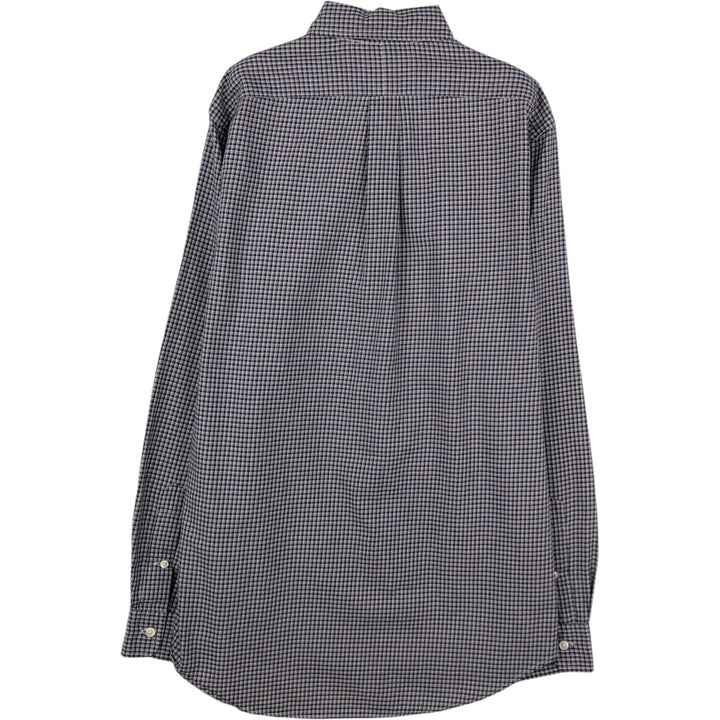 Ralph Lauren CUSTOM FIT Check Pattern Long-Sleeve Button-Down Check Shirt, Men's Size M (approx.) cotton navy blue type Vintage Second Hand