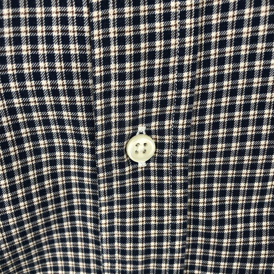 Ralph Lauren CUSTOM FIT Check Pattern Long-Sleeve Button-Down Check Shirt, Men's Size M (approx.) cotton navy blue type Vintage Second Hand