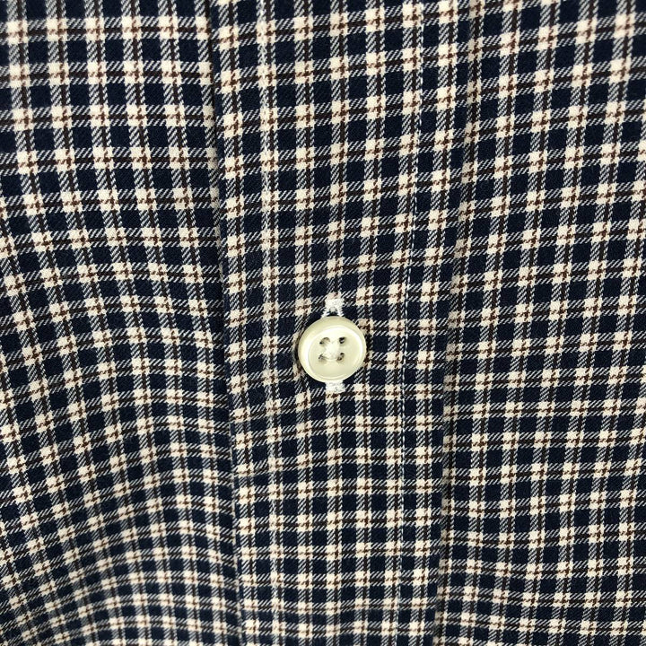 Ralph Lauren CUSTOM FIT Check Pattern Long-Sleeve Button-Down Check Shirt, Men's Size M (approx.) cotton navy blue type Vintage Second Hand