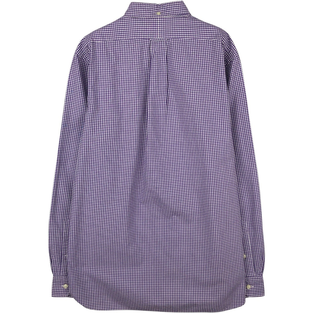 Ralph Lauren Gingham Check Long Sleeve Button-Down Check Shirt, Men's M Size cotton purple type Vintage Second Hand