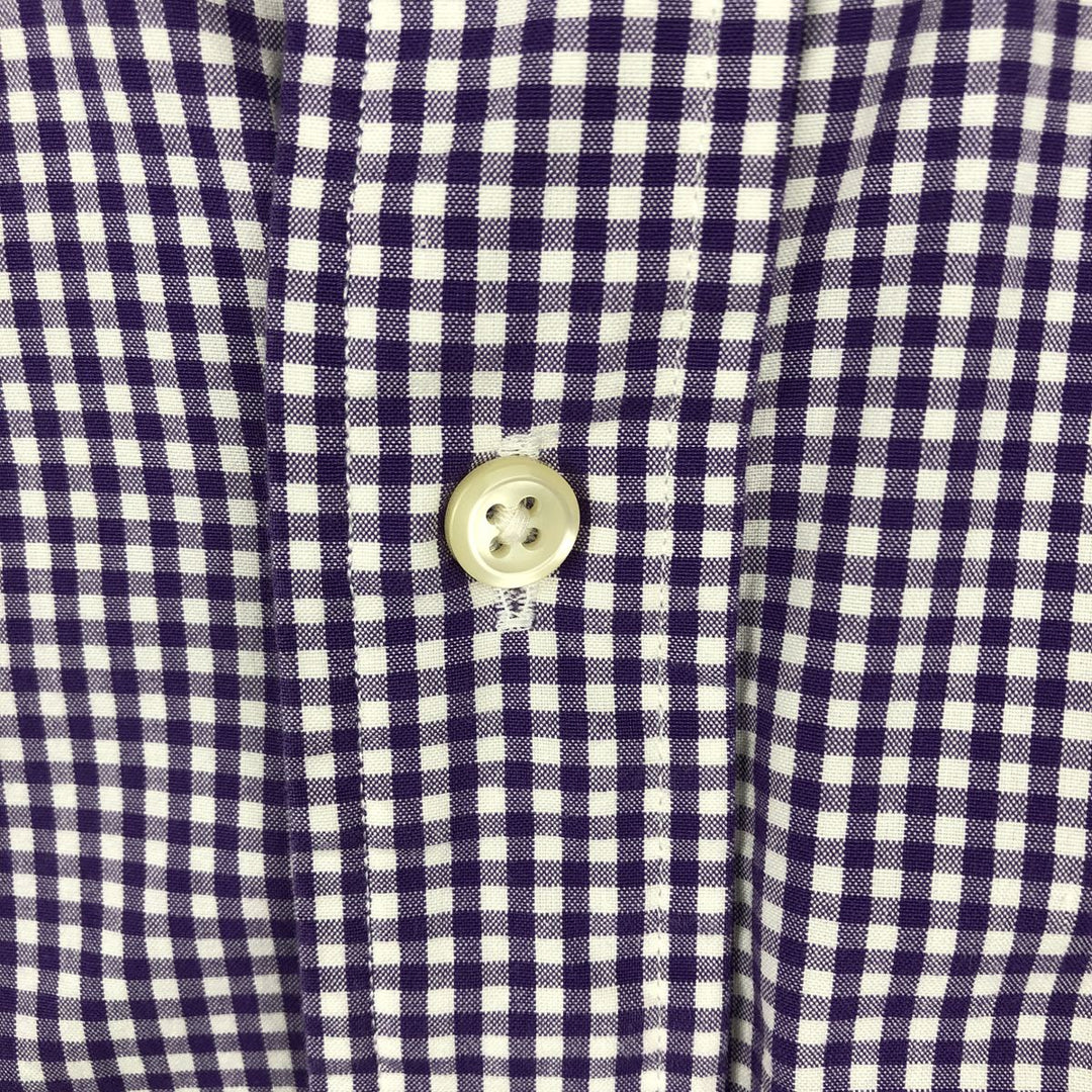 Ralph Lauren Gingham Check Long Sleeve Button-Down Check Shirt, Men's M Size cotton purple type Vintage Second Hand