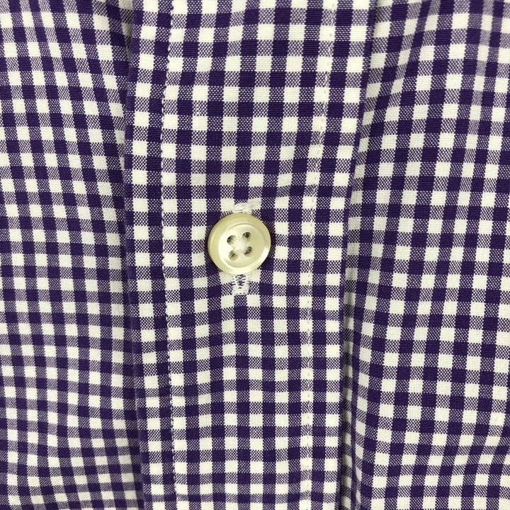 Ralph Lauren Gingham Check Long Sleeve Button-Down Check Shirt, Men's M Size cotton purple type Vintage Second Hand
