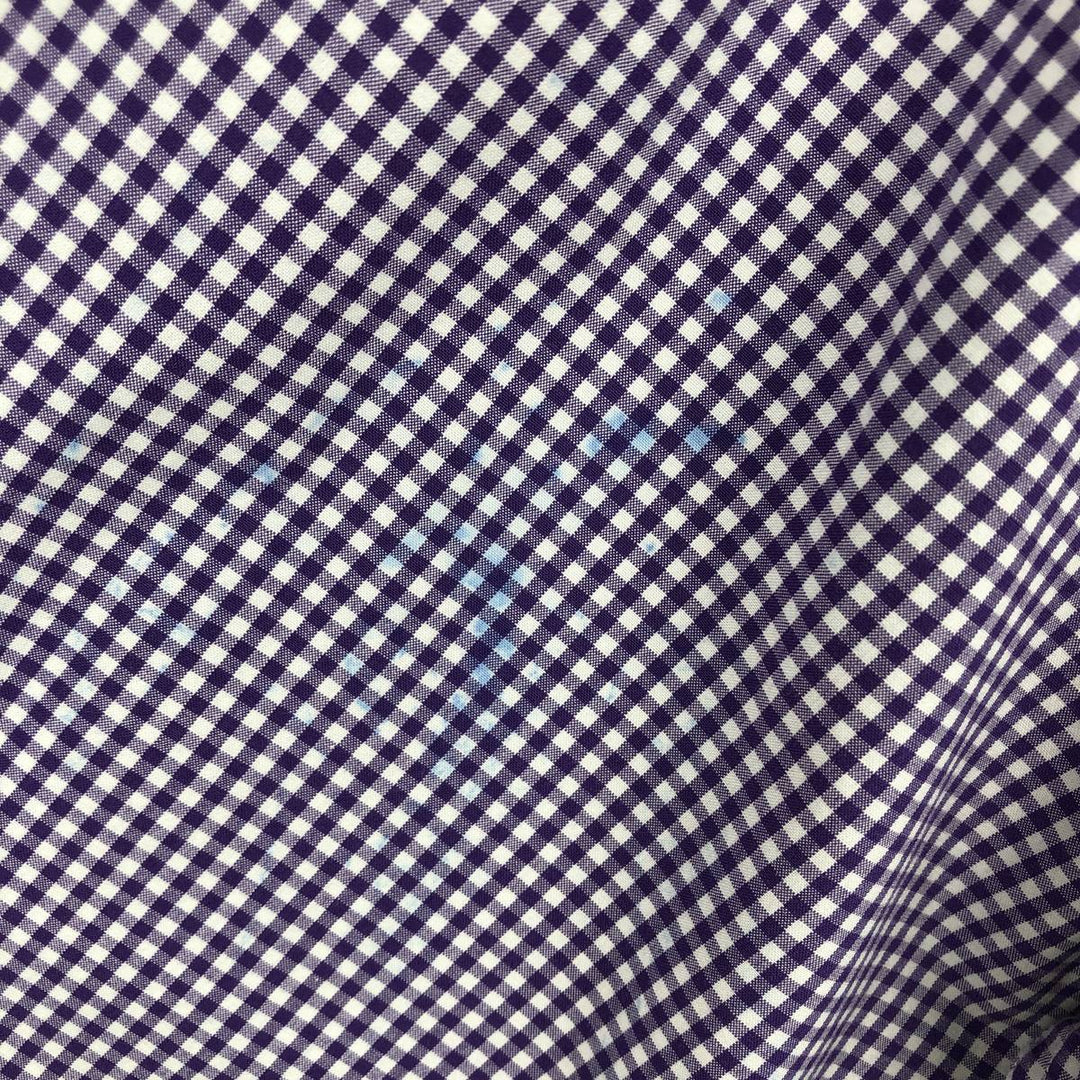Ralph Lauren Gingham Check Long Sleeve Button-Down Check Shirt, Men's M Size cotton purple type Vintage Second Hand