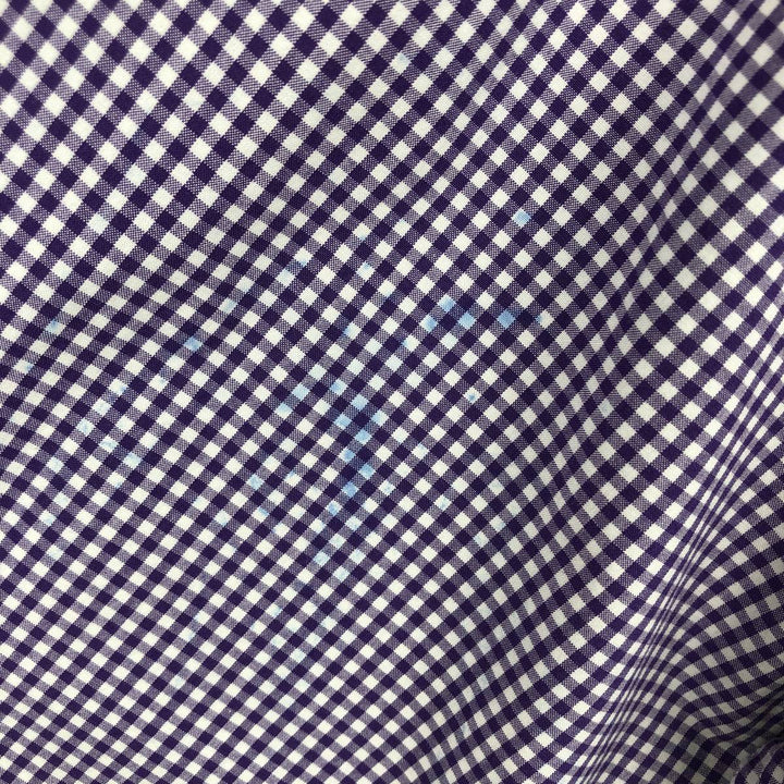 Ralph Lauren Gingham Check Long Sleeve Button-Down Check Shirt, Men's M Size cotton purple type Vintage Second Hand