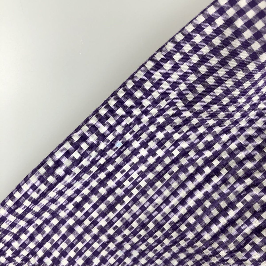 Ralph Lauren Gingham Check Long Sleeve Button-Down Check Shirt, Men's M Size cotton purple type Vintage Second Hand