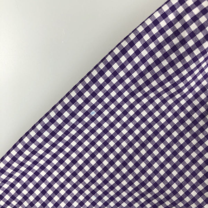 Ralph Lauren Gingham Check Long Sleeve Button-Down Check Shirt, Men's M Size cotton purple type Vintage Second Hand