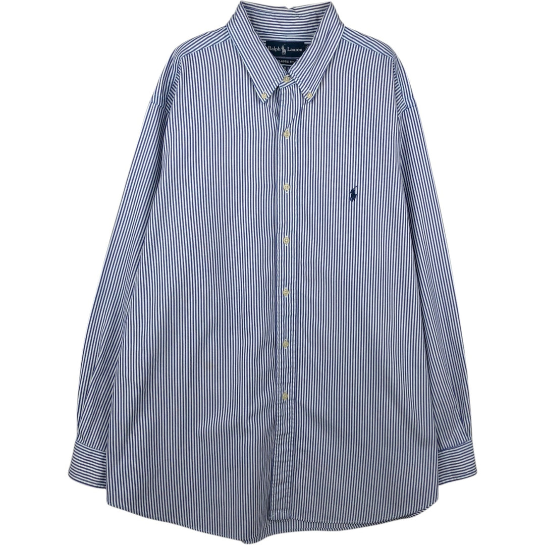 Ralph Lauren Classic Fit Long Sleeve Button Down Striped Shirt Men's XXL cotton blue type Vintage Second Hand