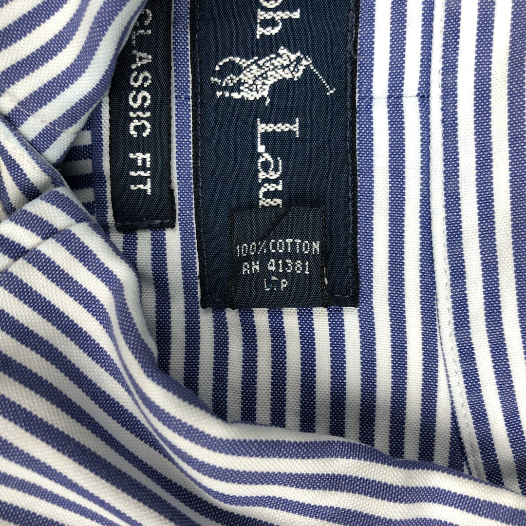 Ralph Lauren Classic Fit Long Sleeve Button Down Striped Shirt Men's XXL cotton blue type Vintage Second Hand
