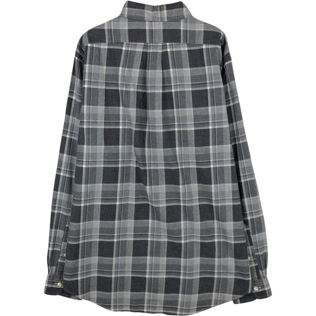 Ralph Lauren CUSTOM FIT Long-Sleeve Button-Down Check Shirt, Made in China, Men's Size L (approx.) cotton gray type Vintage Second Hand