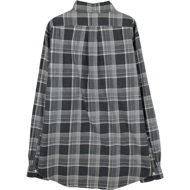 Ralph Lauren CUSTOM FIT Long-Sleeve Button-Down Check Shirt, Made in China, Men's Size L (approx.) cotton gray type Vintage Second Hand