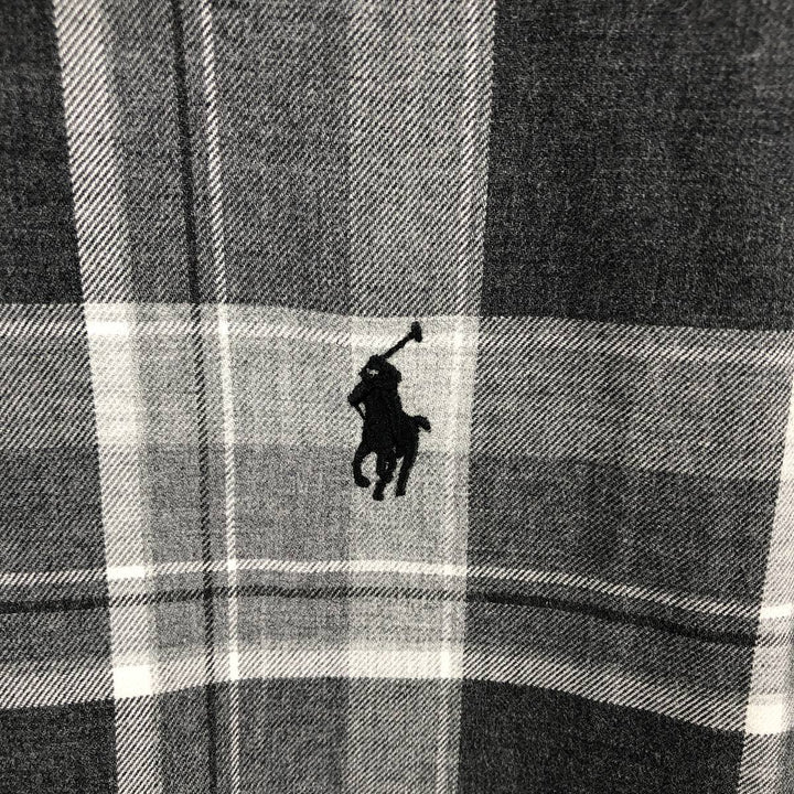 Ralph Lauren CUSTOM FIT Long-Sleeve Button-Down Check Shirt, Made in China, Men's Size L (approx.) cotton gray type Vintage Second Hand