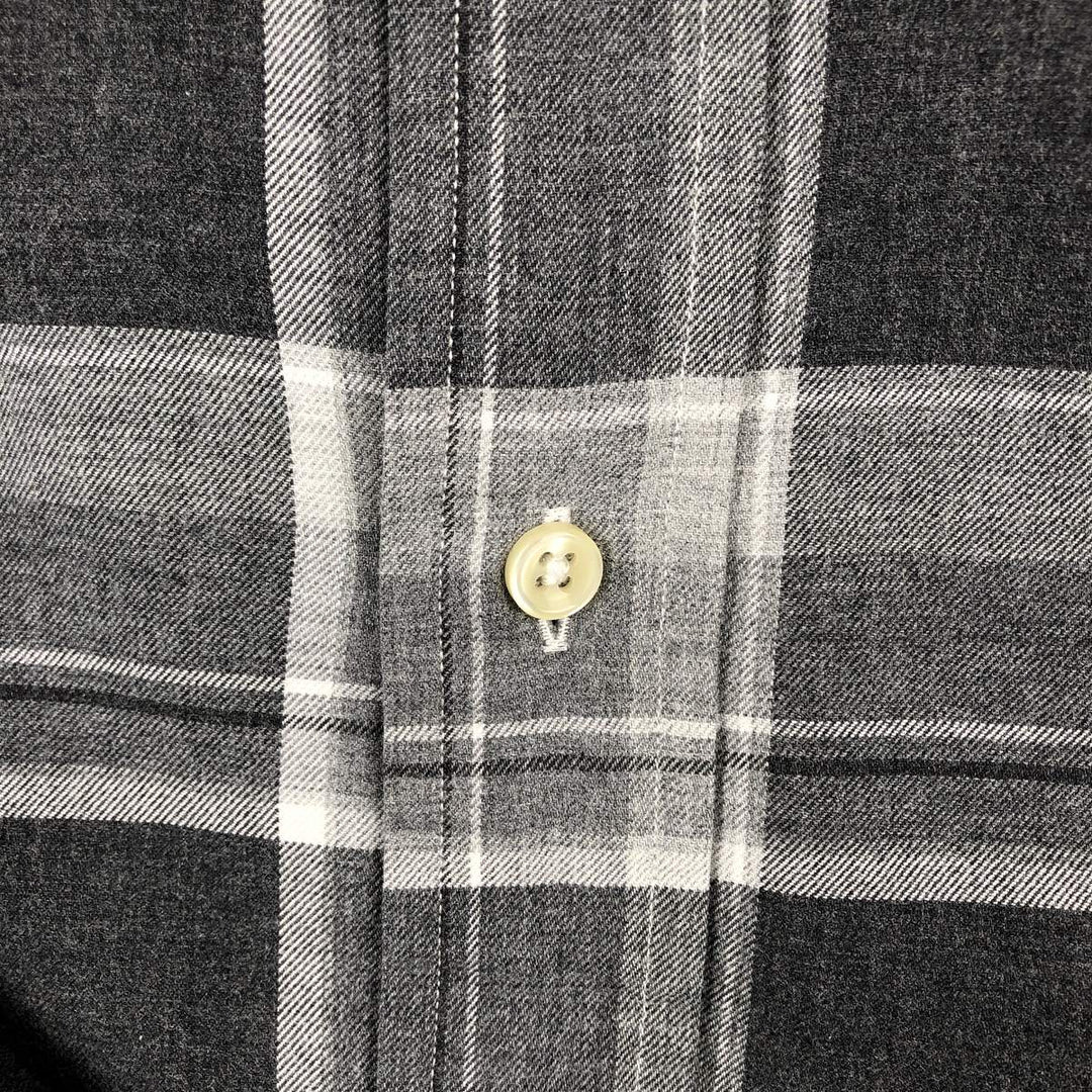 Ralph Lauren CUSTOM FIT Long-Sleeve Button-Down Check Shirt, Made in China, Men's Size L (approx.) cotton gray type Vintage Second Hand