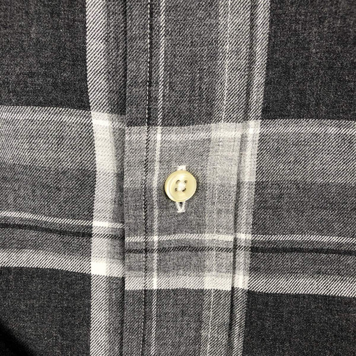 Ralph Lauren CUSTOM FIT Long-Sleeve Button-Down Check Shirt, Made in China, Men's Size L (approx.) cotton gray type Vintage Second Hand