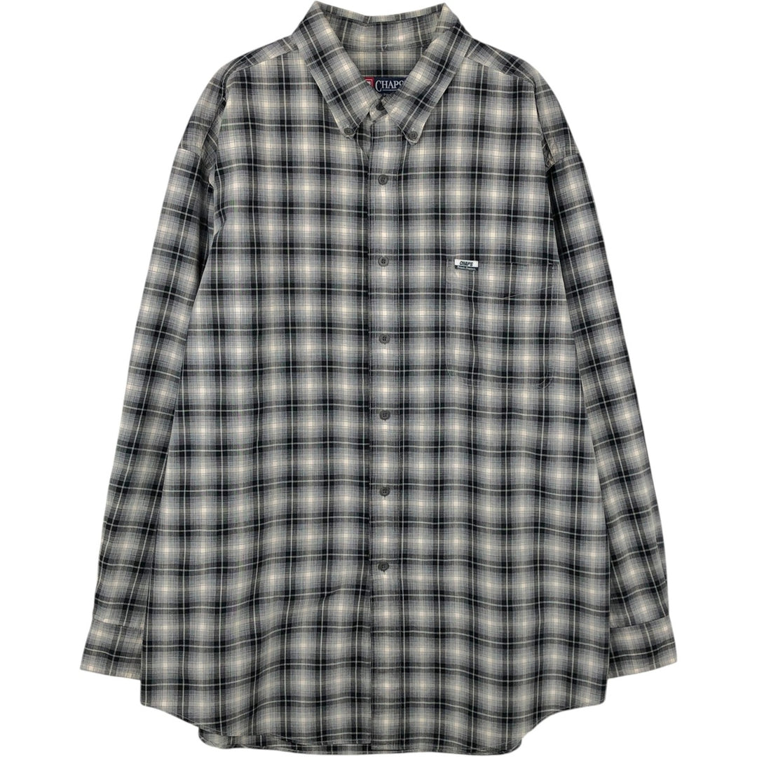 Ralph Lauren CHAPS Ombre Check Long-Sleeve Button-Down Check Shirt, Men's Size XL (approx.) unclear black type Vintage Second Hand