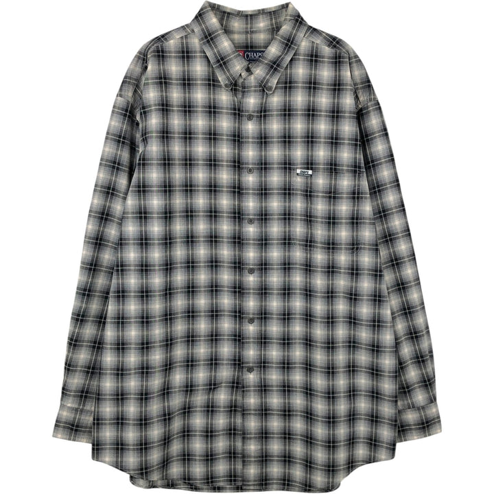Ralph Lauren CHAPS Ombre Check Long-Sleeve Button-Down Check Shirt, Men's Size XL (approx.) unclear black type Vintage Second Hand