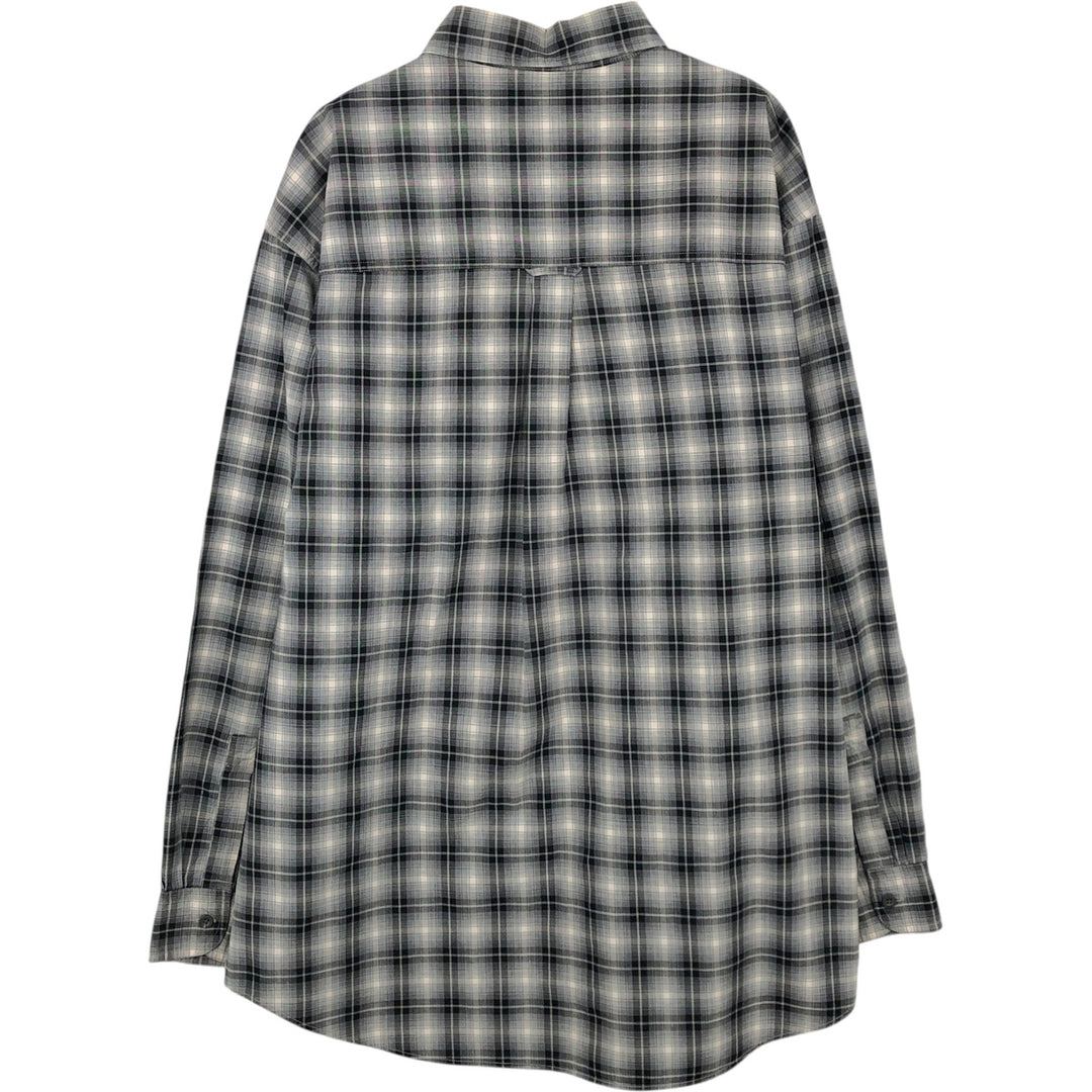 Ralph Lauren CHAPS Ombre Check Long-Sleeve Button-Down Check Shirt, Men's Size XL (approx.) unclear black type Vintage Second Hand