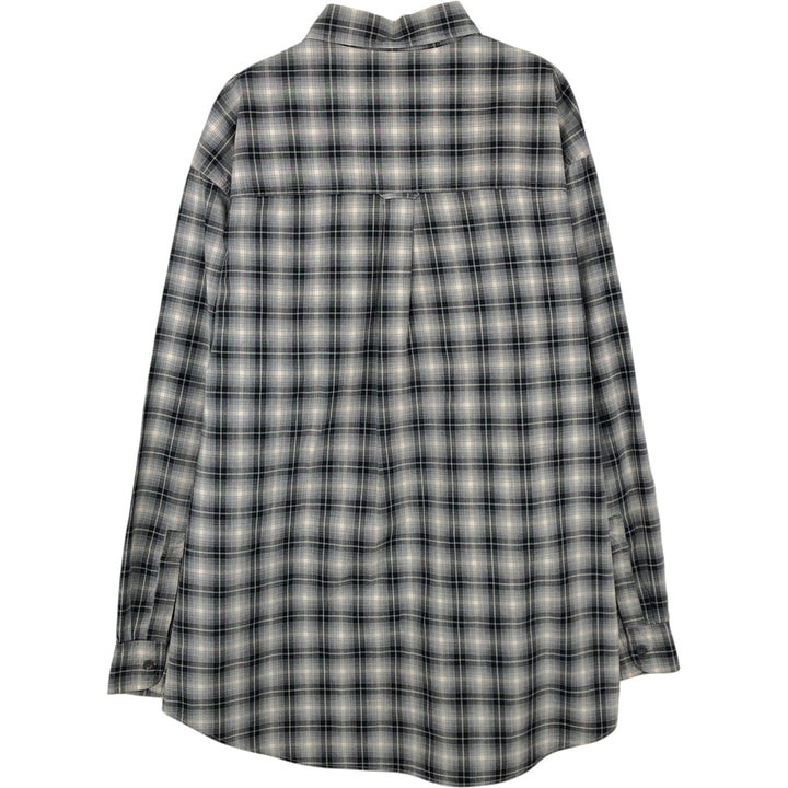 Ralph Lauren CHAPS Ombre Check Long-Sleeve Button-Down Check Shirt, Men's Size XL (approx.) unclear black type Vintage Second Hand