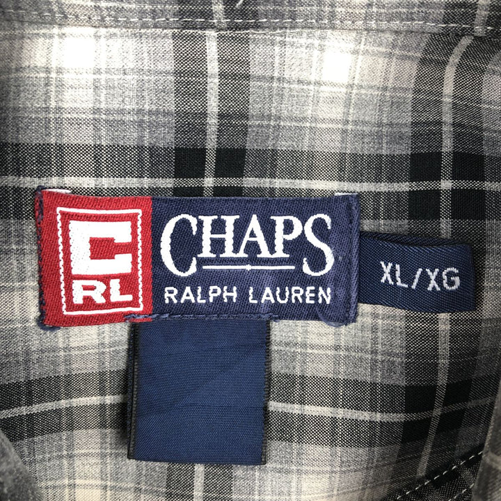 Ralph Lauren CHAPS Ombre Check Long-Sleeve Button-Down Check Shirt, Men's Size XL (approx.) unclear black type Vintage Second Hand