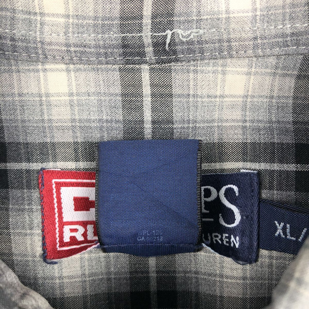 Ralph Lauren CHAPS Ombre Check Long-Sleeve Button-Down Check Shirt, Men's Size XL (approx.) unclear black type Vintage Second Hand