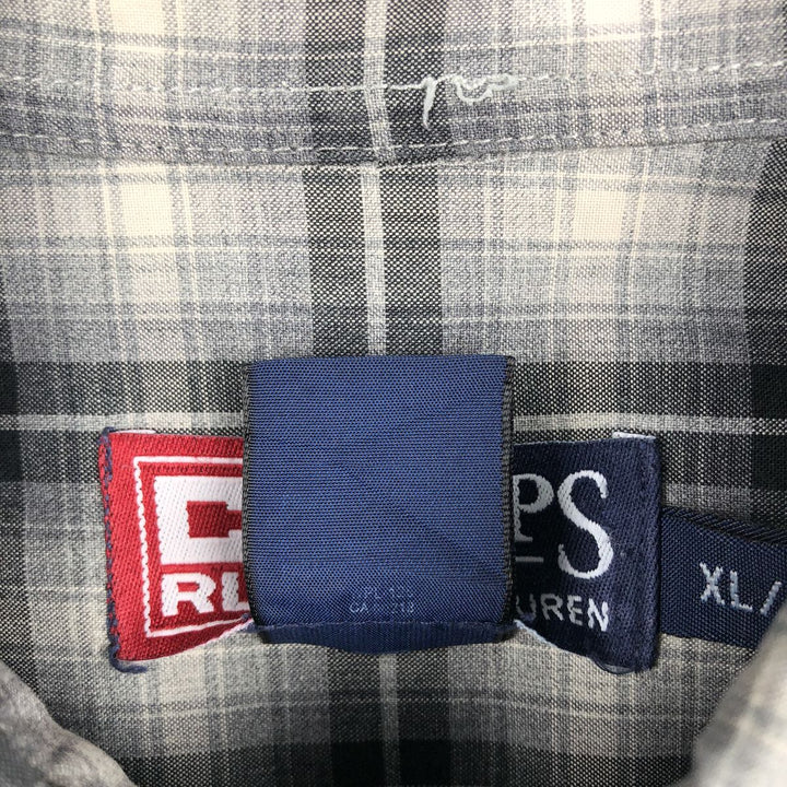 Ralph Lauren CHAPS Ombre Check Long-Sleeve Button-Down Check Shirt, Men's Size XL (approx.) unclear black type Vintage Second Hand