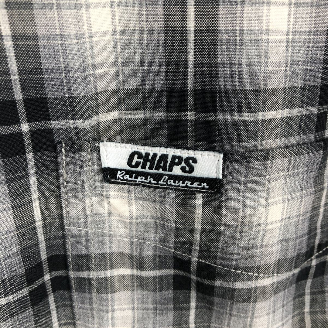 Ralph Lauren CHAPS Ombre Check Long-Sleeve Button-Down Check Shirt, Men's Size XL (approx.) unclear black type Vintage Second Hand