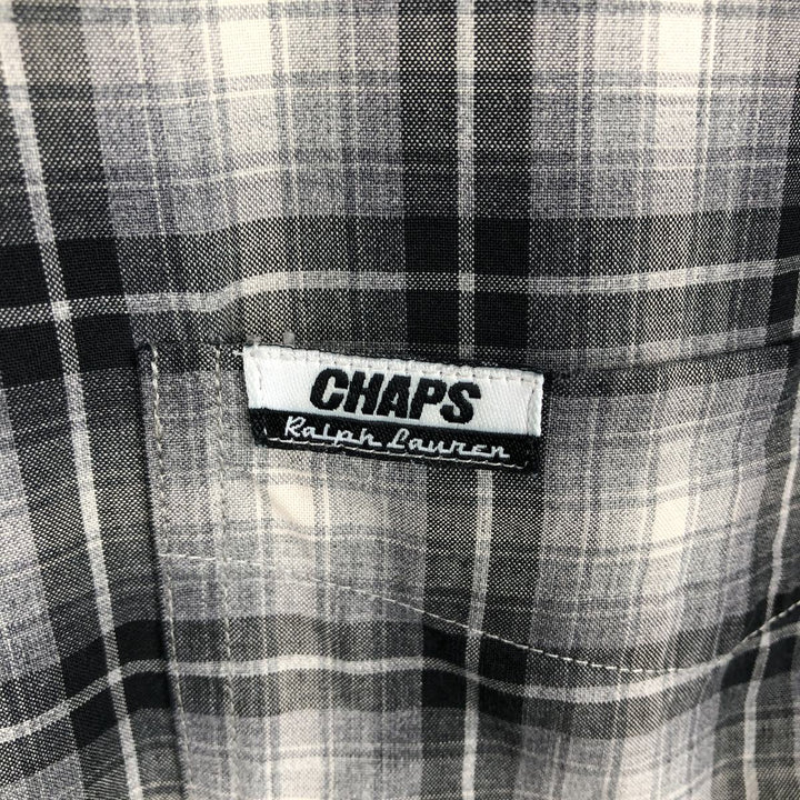 Ralph Lauren CHAPS Ombre Check Long-Sleeve Button-Down Check Shirt, Men's Size XL (approx.) unclear black type Vintage Second Hand