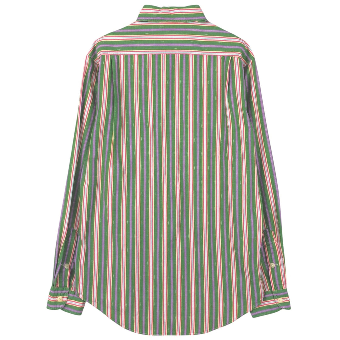 Ralph Lauren POLO by Ralph Lauren Multi-stripe Long-Sleeve Striped Shirt, Men's Size S (approx.) cotton green type Vintage Second Hand
