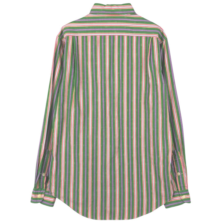 Ralph Lauren POLO by Ralph Lauren Multi-stripe Long-Sleeve Striped Shirt, Men's Size S (approx.) cotton green type Vintage Second Hand