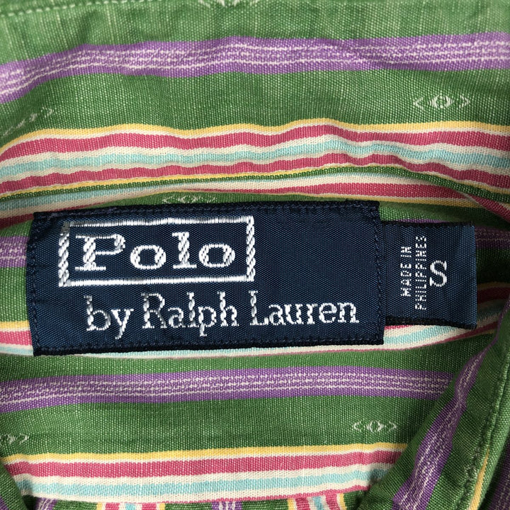 Ralph Lauren POLO by Ralph Lauren Multi-stripe Long-Sleeve Striped Shirt, Men's Size S (approx.) cotton green type Vintage Second Hand