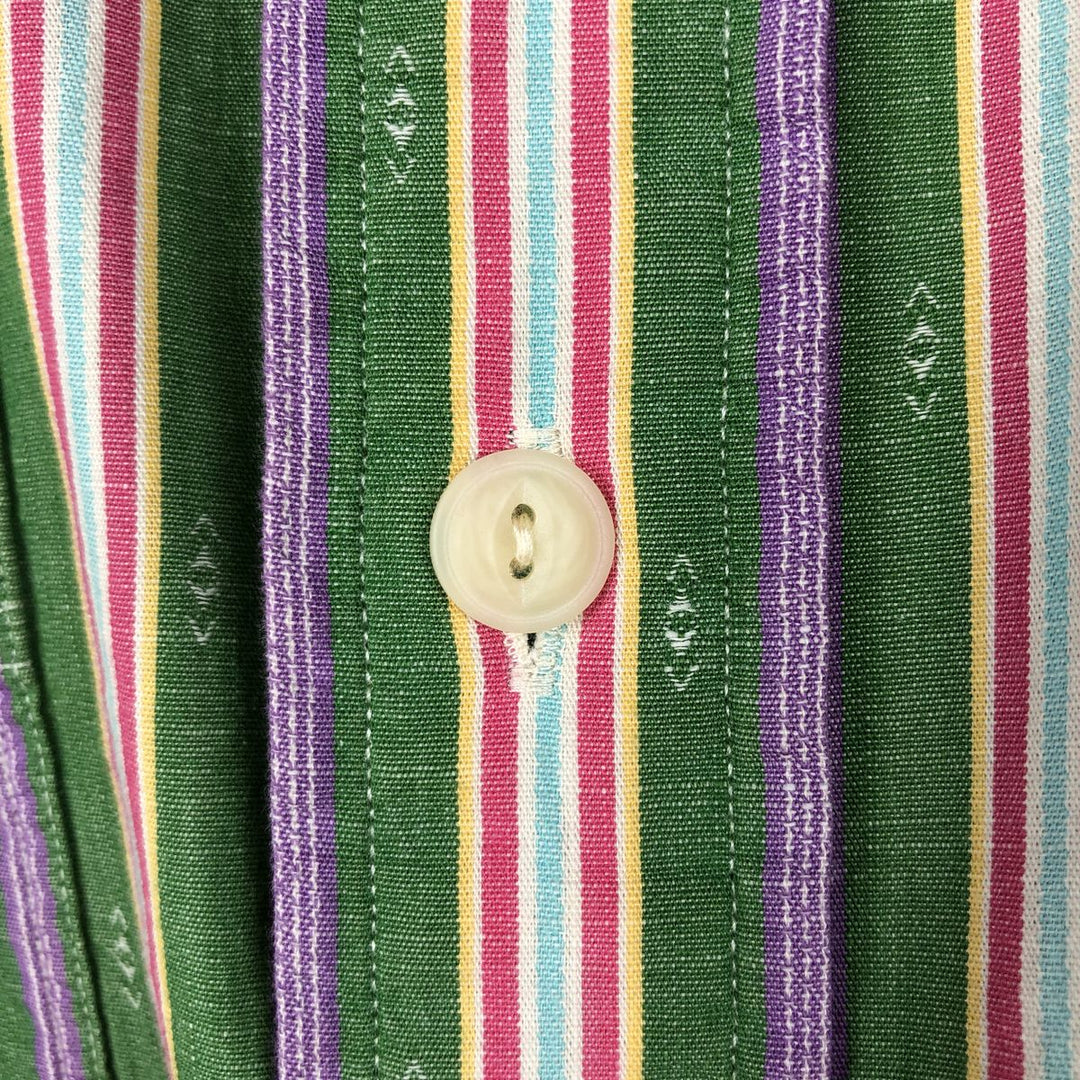 Ralph Lauren POLO by Ralph Lauren Multi-stripe Long-Sleeve Striped Shirt, Men's Size S (approx.) cotton green type Vintage Second Hand