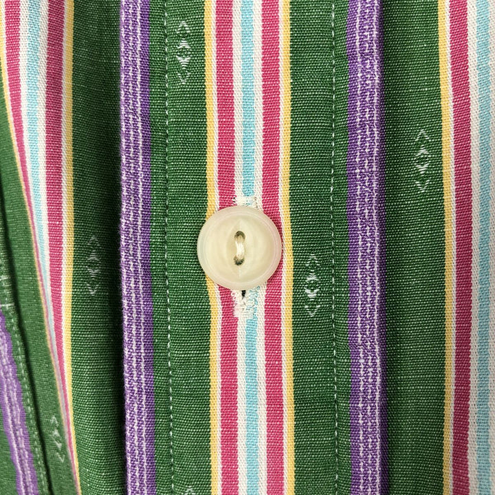 Ralph Lauren POLO by Ralph Lauren Multi-stripe Long-Sleeve Striped Shirt, Men's Size S (approx.) cotton green type Vintage Second Hand