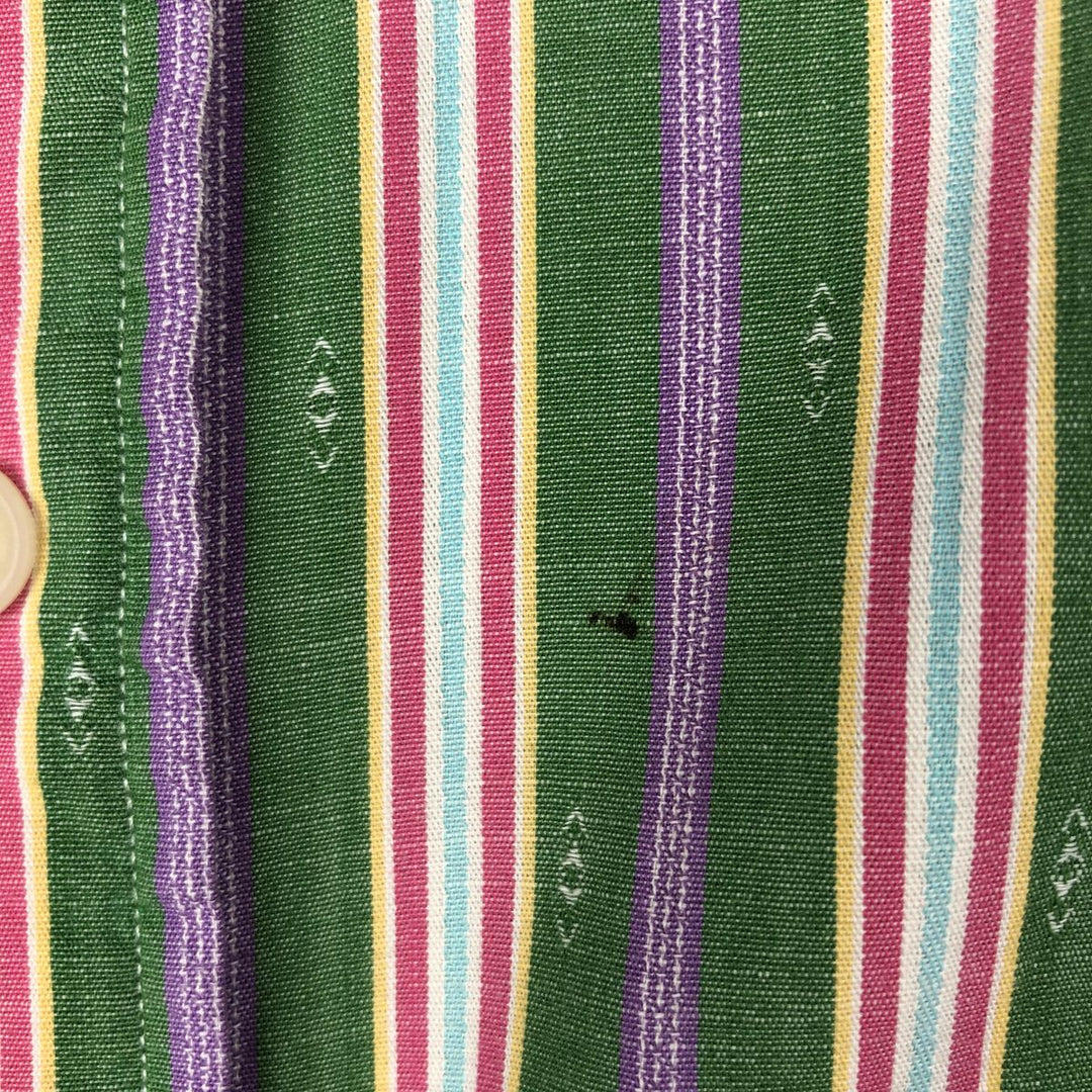 Ralph Lauren POLO by Ralph Lauren Multi-stripe Long-Sleeve Striped Shirt, Men's Size S (approx.) cotton green type Vintage Second Hand