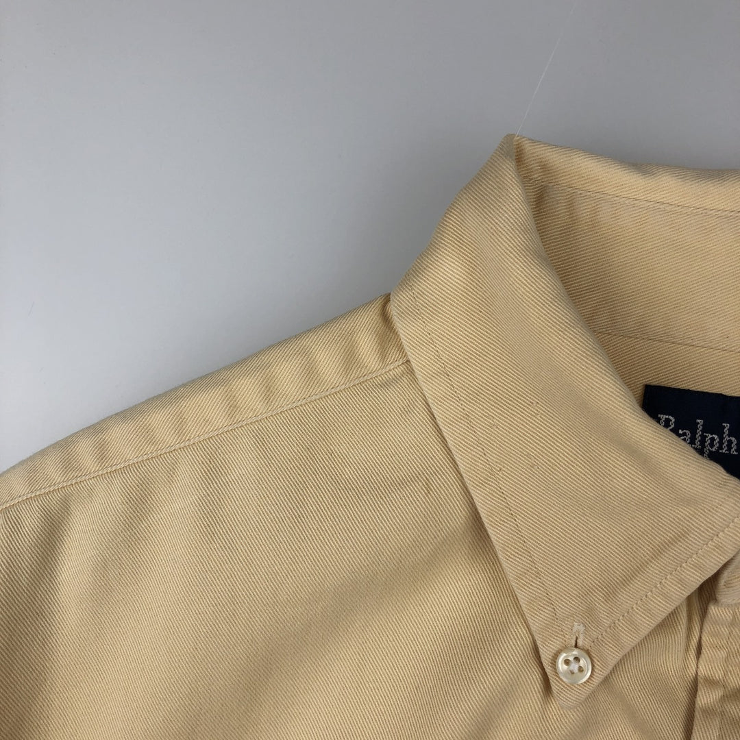 Ralph Lauren long sleeve button down shirt, men's size M cotton yellow type Vintage Second Hand