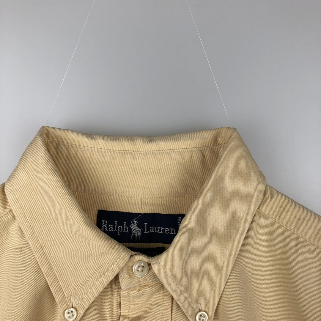 Ralph Lauren long sleeve button down shirt, men's size M cotton yellow type Vintage Second Hand