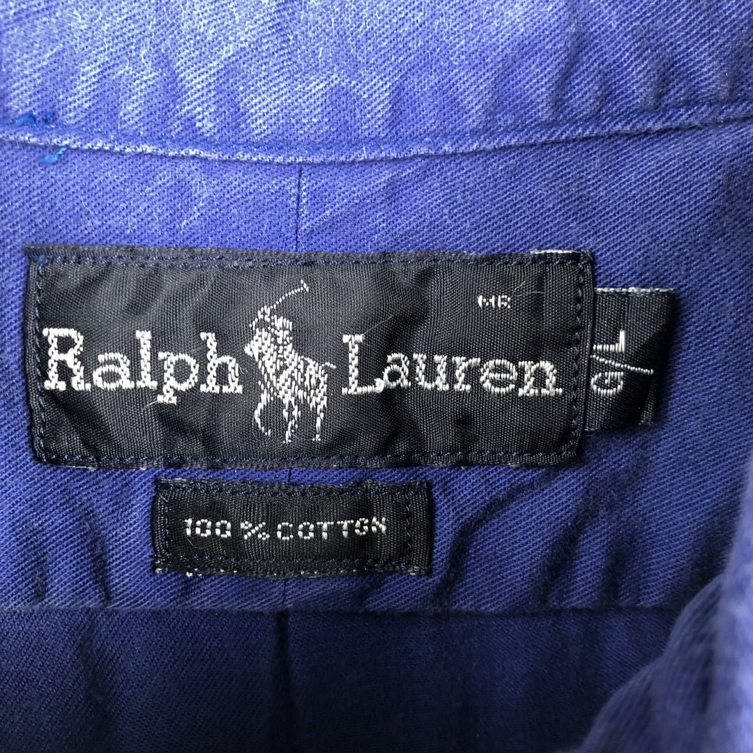 Ralph Lauren long sleeve button down shirt, men's size L cotton Navy blue Vintage Second Hand