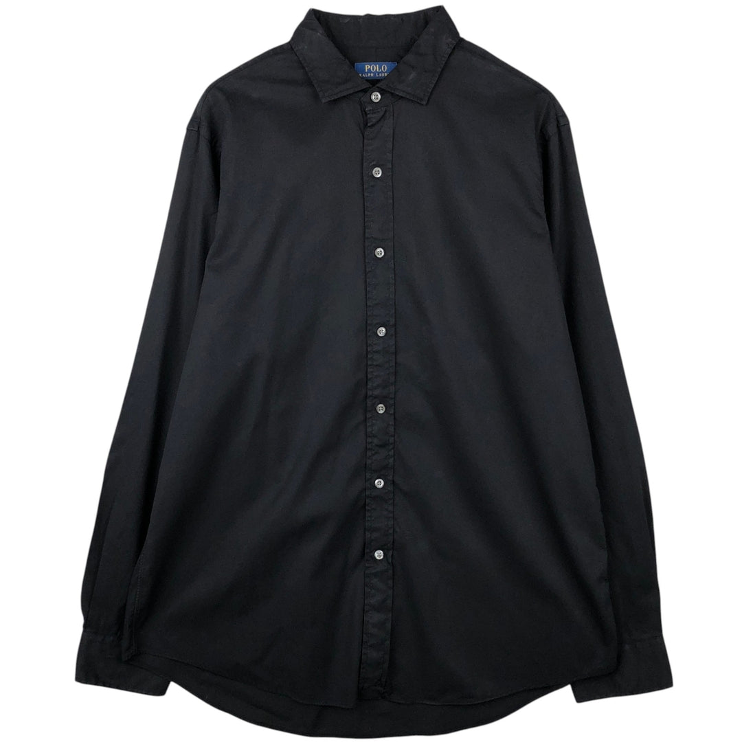 Ralph Lauren POLO RALPH LAUREN Wide Collar Long Sleeve Cotton Shirt, Men's Size XL (approx.) cotton black type Vintage Second Hand