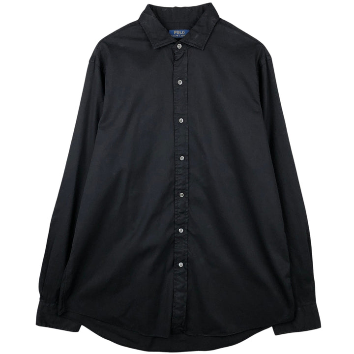 Ralph Lauren POLO RALPH LAUREN Wide Collar Long Sleeve Cotton Shirt, Men's Size XL (approx.) cotton black type Vintage Second Hand