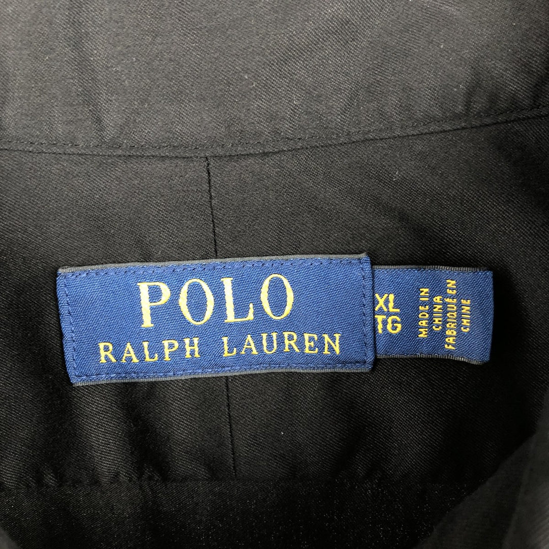 Ralph Lauren POLO RALPH LAUREN Wide Collar Long Sleeve Cotton Shirt, Men's Size XL (approx.) cotton black type Vintage Second Hand