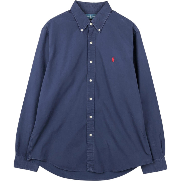 Ralph Lauren CUSTOM FIT long sleeve button down shirt, men's size L cotton navy blue type Vintage Second Hand