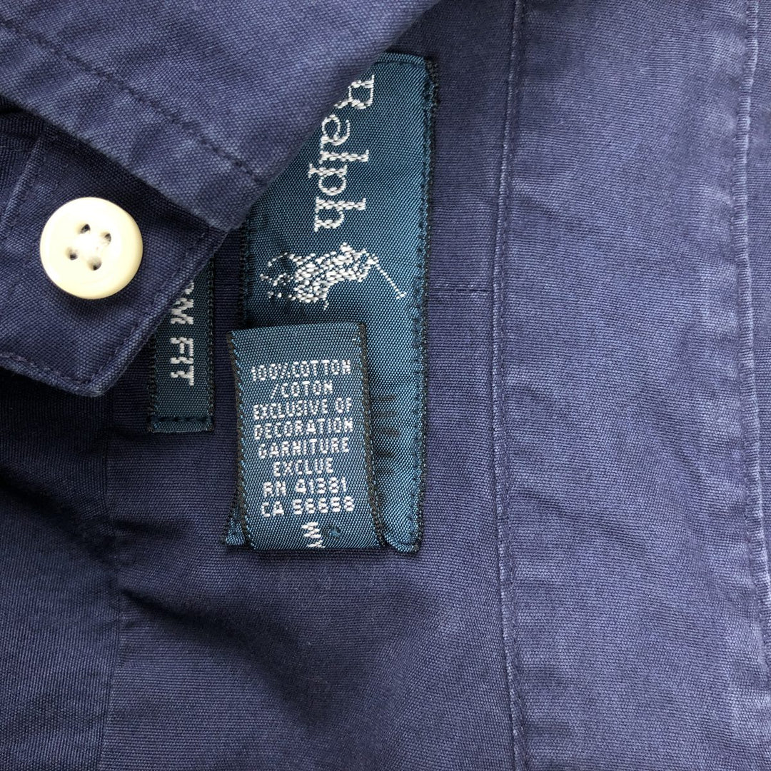 Ralph Lauren CUSTOM FIT long sleeve button down shirt, men's size L cotton navy blue type Vintage Second Hand
