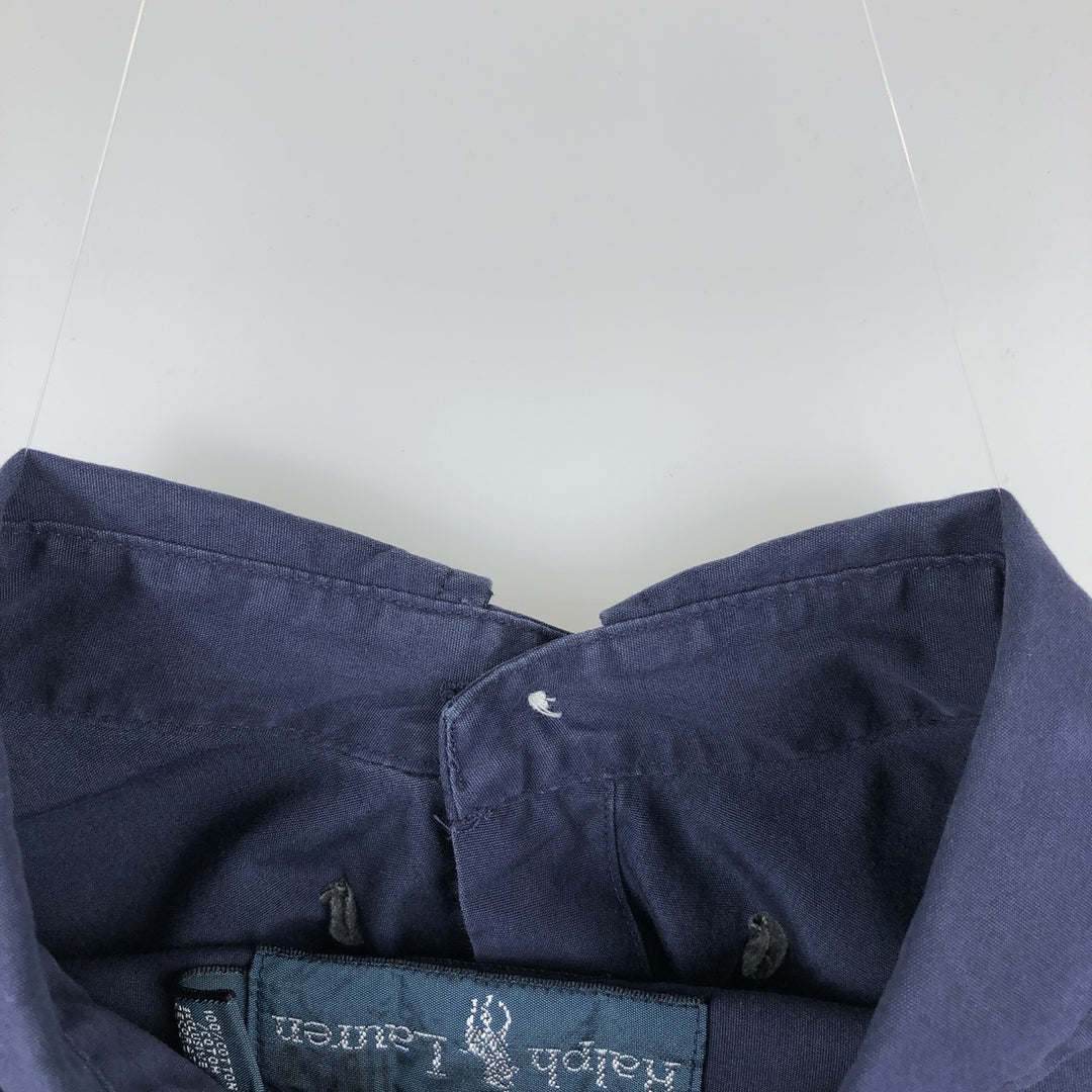 Ralph Lauren CUSTOM FIT long sleeve button down shirt, men's size L cotton navy blue type Vintage Second Hand
