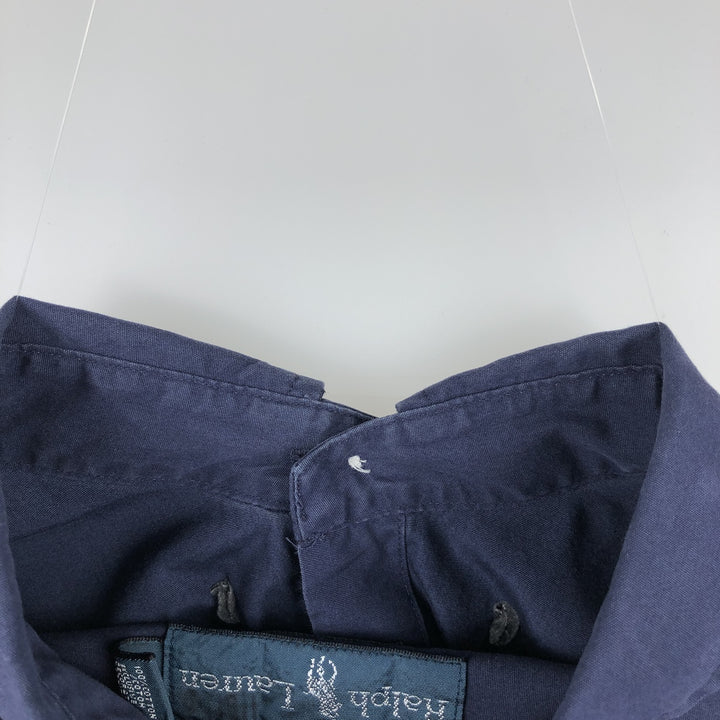 Ralph Lauren CUSTOM FIT long sleeve button down shirt, men's size L cotton navy blue type Vintage Second Hand