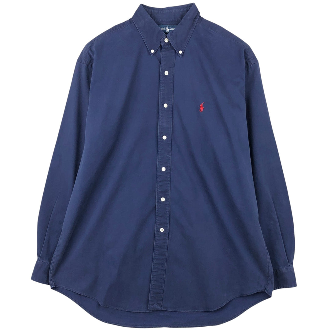 Ralph Lauren BLAKE long sleeve button down shirt, men's size L cotton navy blue type Vintage Second Hand