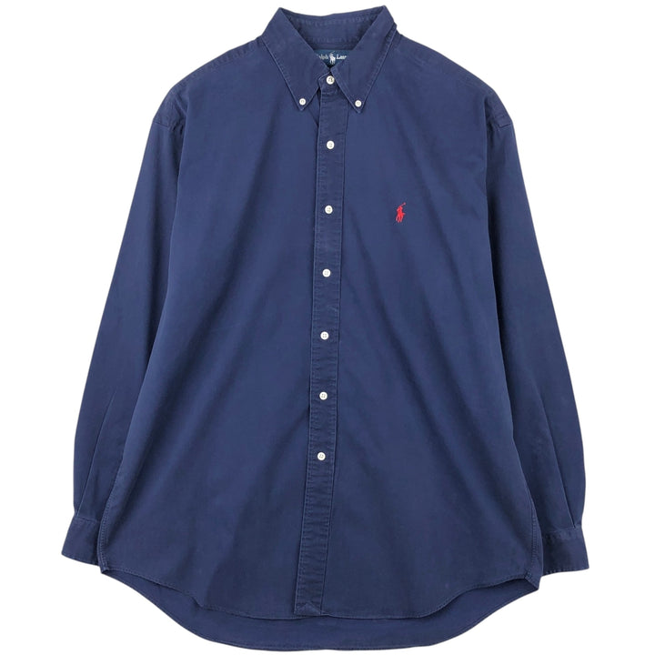 Ralph Lauren BLAKE long sleeve button down shirt, men's size L cotton navy blue type Vintage Second Hand