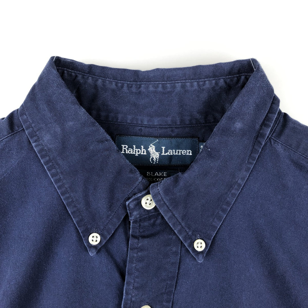 Ralph Lauren BLAKE long sleeve button down shirt, men's size L cotton navy blue type Vintage Second Hand