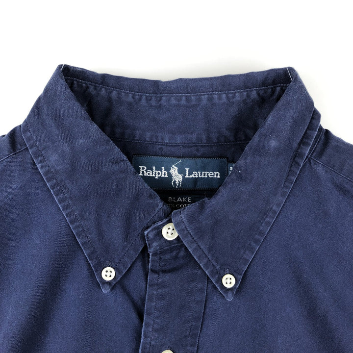 Ralph Lauren BLAKE long sleeve button down shirt, men's size L cotton navy blue type Vintage Second Hand