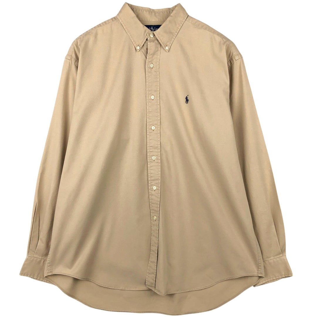 Ralph Lauren BLAIRE long sleeve button down shirt, men's XL size cotton Beige type Vintage Second Hand